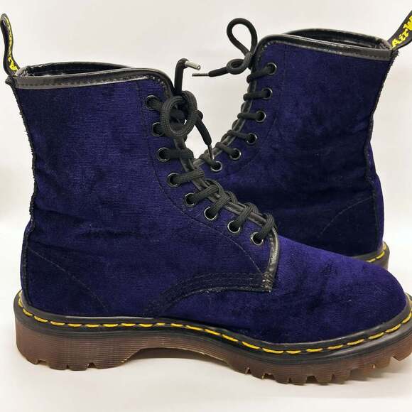 1990s Vintage Dr. Martens 1460 Pascal Purple Velvet Boots - Picture 6 of 7